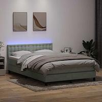 vidaXL Ramsäng med madrass ljusgrå 140x220 cm sammet