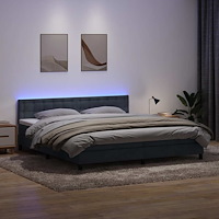 vidaXL Resårsäng med madrass mörkgrå 180x220 cm sammet