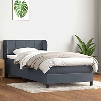 vidaXL Ramsäng med madrass mörkgrå 90x210 cm sammet