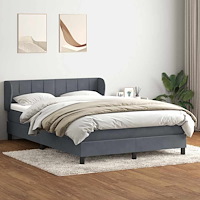 vidaXL Ramsäng med madrass mörkgrå 140x210 cm sammet