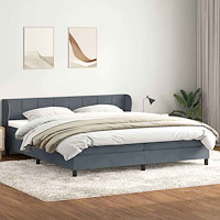 vidaXL Resårsäng med resårmadrasser mörkgrå 180x220 cm sammet