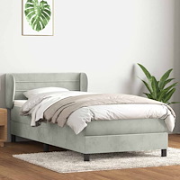 vidaXL Ramsäng med madrass ljusgrå 90x210 cm sammet