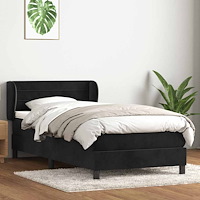 vidaXL Ramsäng med madrass svart 90x210 cm sammet