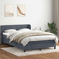 vidaXL Ramsäng med madrass mörkgrå 140x210 cm sammet