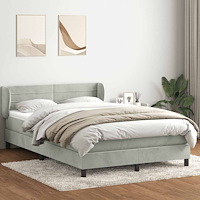 vidaXL Ramsäng med madrass ljusgrå 160x210 cm sammet