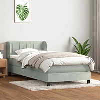 vidaXL Ramsäng med madrass ljusgrå 80x210 cm sammet