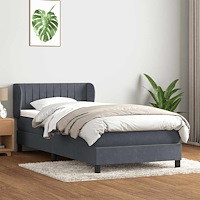 vidaXL Ramsäng med madrass mörkgrå 80x210 cm sammet