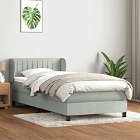vidaXL Ramsäng med madrass ljusgrå 90x210 cm sammet