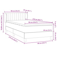 vidaXL Ramsäng med madrass svart 90x210 cm sammet