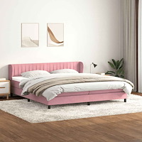 vidaXL Resårsäng med resårmadrasser rosa 200x210 cm sammet
