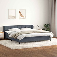 vidaXL Resårsäng med resårmadrasser mörkgrå 180x220 cm sammet
