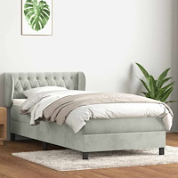 vidaXL Ramsäng med madrass ljusgrå 90x210 cm sammet
