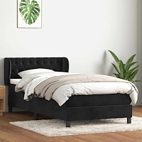 vidaXL Ramsäng med madrass svart 90x210 cm sammet