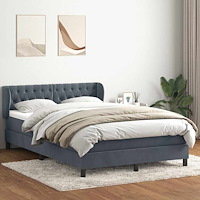 vidaXL Ramsäng med madrass mörkgrå 140x210 cm sammet
