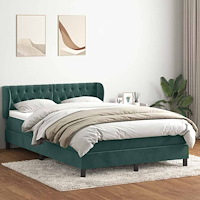 vidaXL Ramsäng med madrass mörkgrönt 140x210 cm sammet