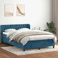 vidaXL Ramsäng med madrass mörkblå 140x210 cm sammet