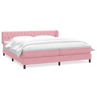 vidaXL Resårsäng med resårmadrasser rosa 200x210 cm sammet