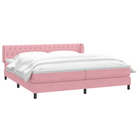 vidaXL Resårsäng med resårmadrasser rosa 200x210 cm sammet