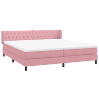 vidaXL Resårsäng med resårmadrasser rosa 200x210 cm sammet