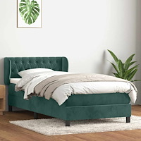 vidaXL Ramsäng med madrass mörkgrön 80x220 cm sammet