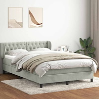vidaXL Ramsäng med madrass ljusgrå 140x220 cm sammet