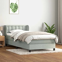 vidaXL Ramsäng med madrass ljusgrå 80x210 cm sammet