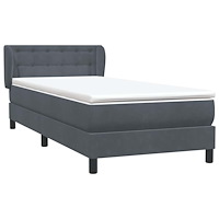 vidaXL Ramsäng med madrass mörkgrå 80x210 cm sammet