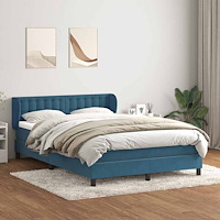 vidaXL Ramsäng med madrass mörkblå 140x210 cm sammet