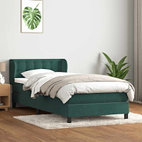 vidaXL Ramsäng med madrass mörkgrön 80x220 cm sammet
