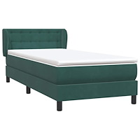 vidaXL Ramsäng med madrass mörkgrön 90x220 cm sammet