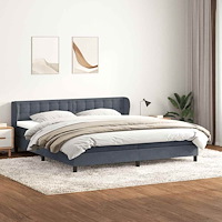 vidaXL Resårsäng med resårmadrasser mörkgrå 180x220 cm sammet