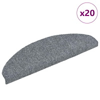 vidaXL Trappmattor självhäftande 20 st 65x21x4 cm ljusgrå halvrunda stora