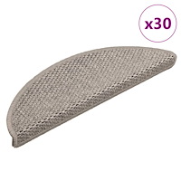 vidaXL Trappmattor självhäftande sisal-look 30 st 56x17x3 cm silver