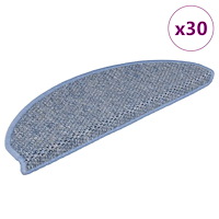 vidaXL Trappmattor självhäftande sisal-look 30 st 56x17x3 cm blå