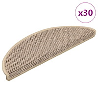 vidaXL Trappmattor självhäftande sisal-look 30 st 56x17x3 cm mörkbeige