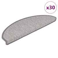 vidaXL Trappmattor självhäftande sisal-look 30 st 65x21x4 cm platina