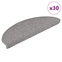 vidaXL Trappmattor självhäftande sisal-look 30 st 65x21x4 cm silver