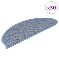 vidaXL Trappmattor självhäftande sisal-look 30 st 65x21x4 cm blå