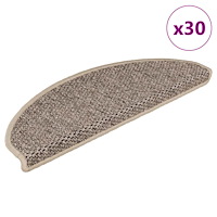 vidaXL Trappmattor självhäftande sisal-look 30 st 65x21x4 cm mörkbeige