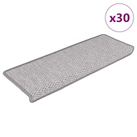 vidaXL Trappmattor självhäftande sisal-look 30 st 65x21x4 cm platina