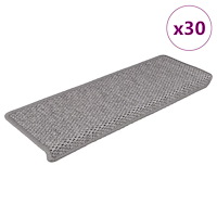 vidaXL Trappmattor självhäftande sisal-look 30 st 65x21x4 cm silver