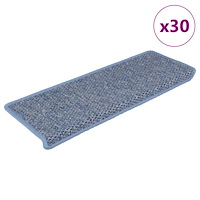 vidaXL Trappmattor självhäftande sisal-look 30 st 65x21x4 cm blå