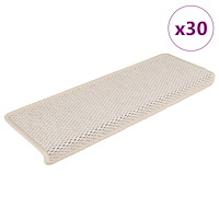 vidaXL Trappmattor självhäftande sisal-look 30 st 65x21x4 cm gräddvit