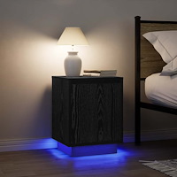 vidaXL Sängbord med LED-lampor 2 st svart 38x34x50 cm