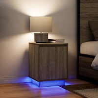 vidaXL Sängbord med LED-lampor 2 st, Sonoma Ek 38x34x50 cm