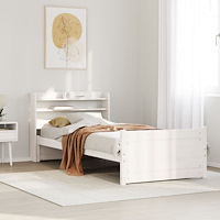 vidaXL Sängram med huvudgavel vit 75x190 cm massivt furu