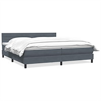 vidaXL Resårsäng med madrass mörkgrå 180x220 cm sammet