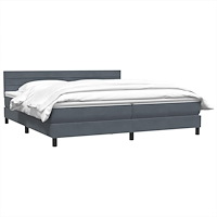 vidaXL Resårsäng med madrass mörkgrå 180x220 cm sammet