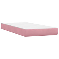 vidaXL Resårsäng med resårmadrasser rosa 180x220 cm sammet