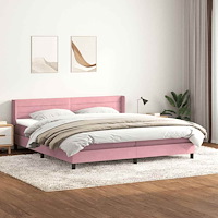 vidaXL Resårsäng med madrass rosa 180x220 cm sammet